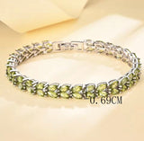Silver Peridot Tennis Bracelet – Marquise Cut, Natural Gemstones