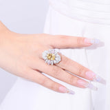 Silver Resizable Ring with Natural Citrine – Cushion Cut & Zirconia Accents