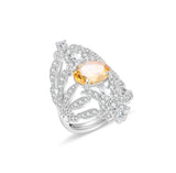 Silver Resizable Ring with Natural Citrine – Oval Cut, Statement Design