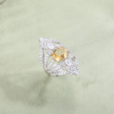 Silver Resizable Ring with Natural Citrine – Oval Cut, Statement Design