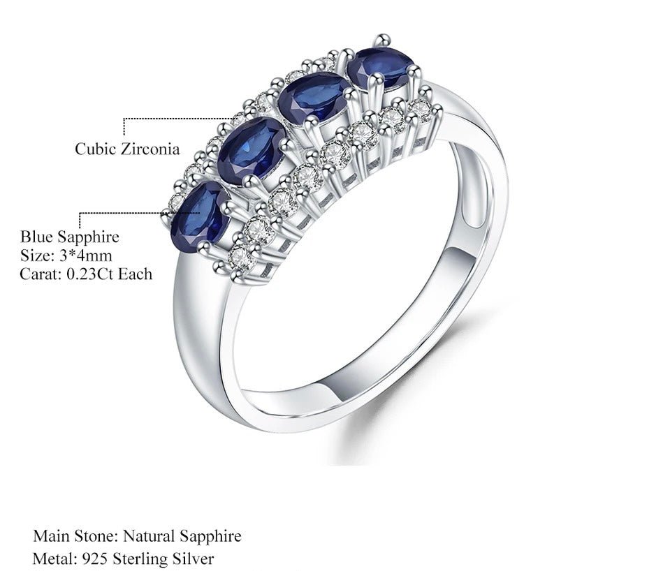 Silver Ring 0.92 ct Sapphire