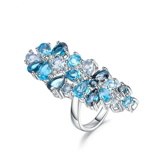 Silver Ring 10.07 ct Blue Topaz