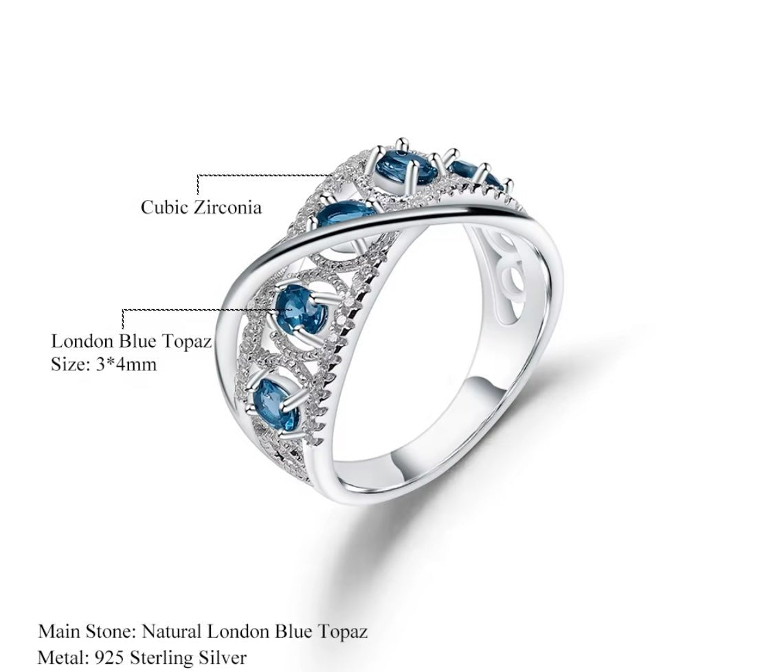 Silver Ring 1.05 ct London Blue Topaz