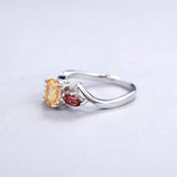 Silver Ring with Citrine, Garnet & Smoky Quartz 1.34 ct – Pear & Round Cut