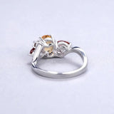 Silver Ring with Citrine, Garnet & Smoky Quartz 1.34 ct – Pear & Round Cut