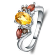 Silver Ring with Citrine, Garnet & Smoky Quartz 1.34 ct – Pear & Round Cut