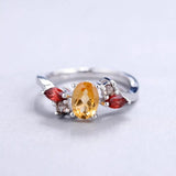 Silver Ring with Citrine, Garnet & Smoky Quartz 1.34 ct – Pear & Round Cut