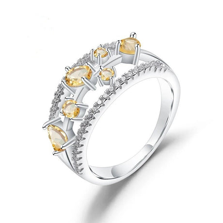 Silver Ring with Natural Citrine 0.54 ct – Multi - Stone Oval Cut