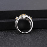 Silver Ring with Natural Citrine 0.54 ct – Multi - Stone Oval Cut