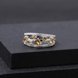 Silver Ring with Natural Citrine 0.54 ct – Multi - Stone Oval Cut