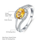 Silver Ring with Natural Citrine 1.30 ct – Oval Cut, Halo Design