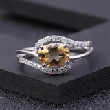 Silver Ring with Natural Citrine 1.30 ct – Oval Cut, Halo Design