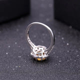 Silver Ring with Natural Citrine 2.01 ct – Round Cut, Halo Design
