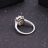 Silver Ring with Natural Citrine 2.01 ct – Round Cut, Halo Design