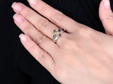 Silver Ring with Natural Citrine & Smoky Quartz 0.92 ct – Fancy Cut Floral Design