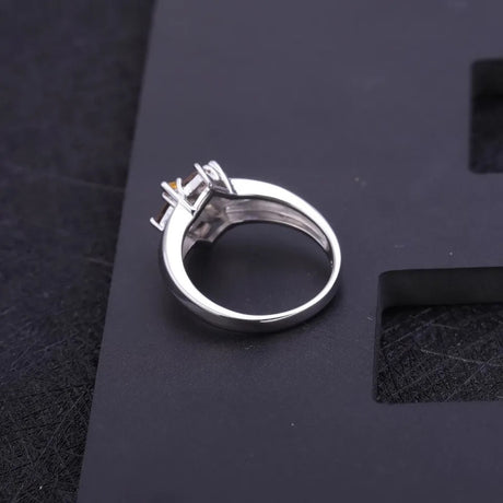 Silver Ring with Natural Citrine & Smoky Quartz 0.92 ct – Fancy Cut Floral Design