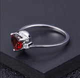 Silver Ring with Natural Garnet 0.78 ct – Heart Cut
