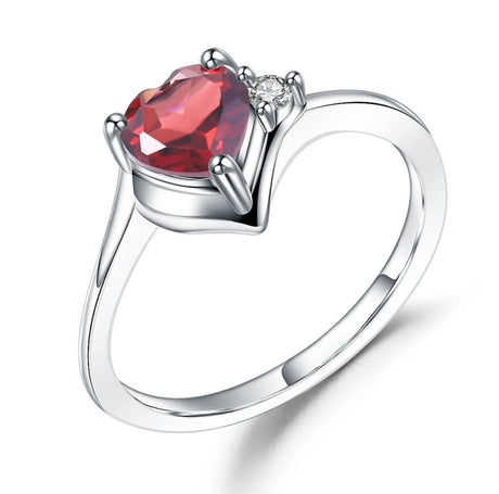 Silver Ring with Natural Garnet 0.78 ct – Heart Cut