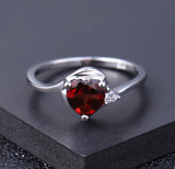Silver Ring with Natural Garnet 0.78 ct – Heart Cut