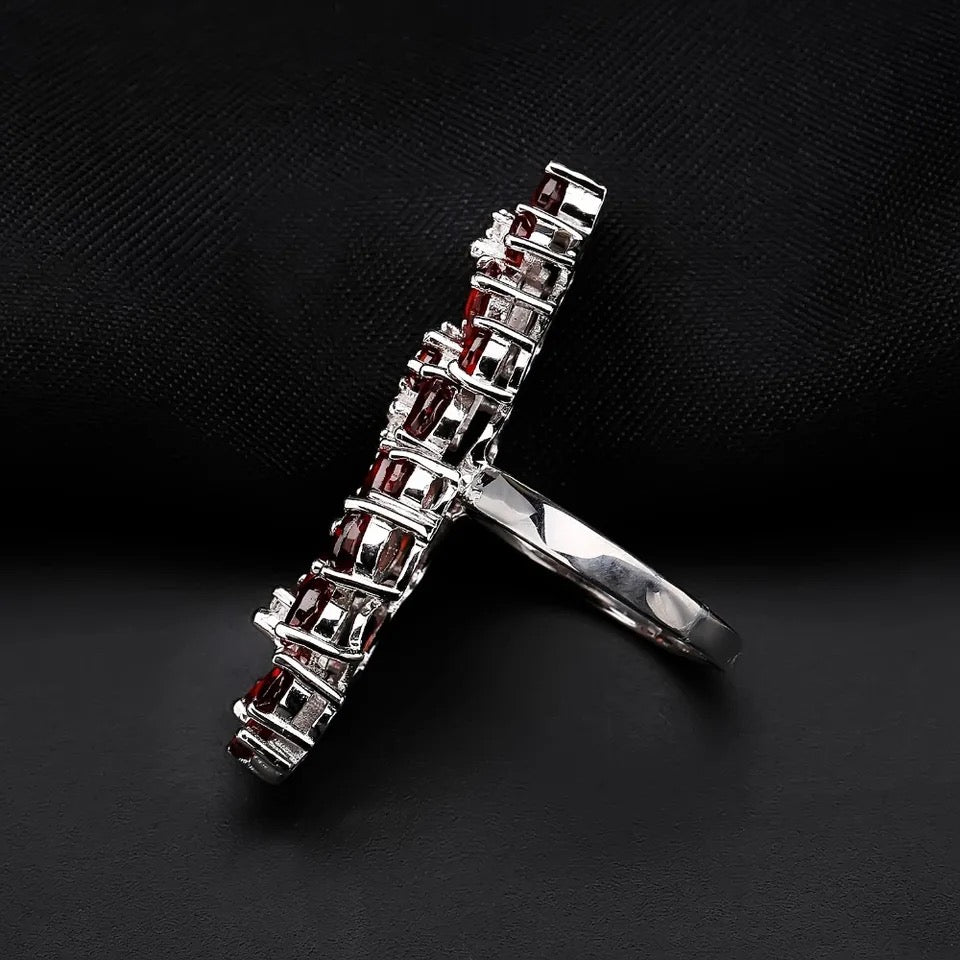 Silver Ring with Natural Garnet 10.56 ct – Pear Cut