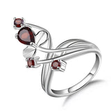 Silver Ring with Natural Garnet 1.32 ct – Pear & Round Cut