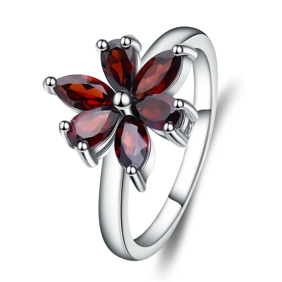 Silver Ring with Natural Garnet 1.86 ct – Marquise & Water Drop Cut