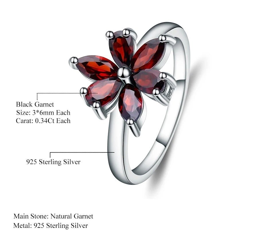 Silver Ring with Natural Garnet 1.86 ct – Marquise & Water Drop Cut
