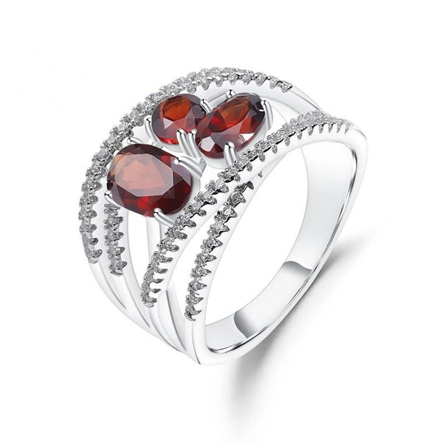 Silver Ring with Natural Garnet 1.87 ct – Oval Cut