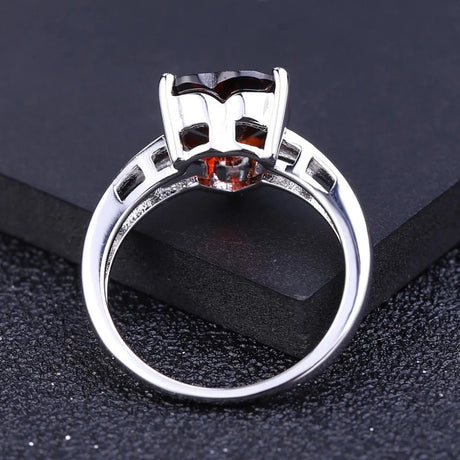 Silver Ring with Natural Garnet 2.48 ct – Heart Cut