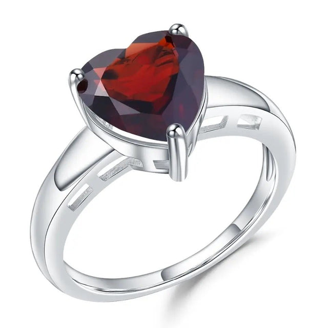 Silver Ring with Natural Garnet 2.48 ct – Heart Cut