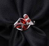 Silver Ring with Natural Garnet 2.66 ct – Marquise & Round Cut