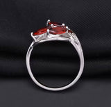Silver Ring with Natural Garnet 2.66 ct – Marquise & Round Cut