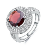 Silver Ring with Natural Garnet 3.15 ct – Round Cut