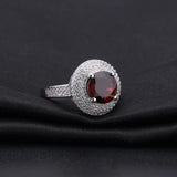 Silver Ring with Natural Garnet 3.15 ct – Round Cut