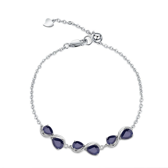 Silver Sapphire Bracelet 3.41 ct – Pear Cut, Natural Gemstones