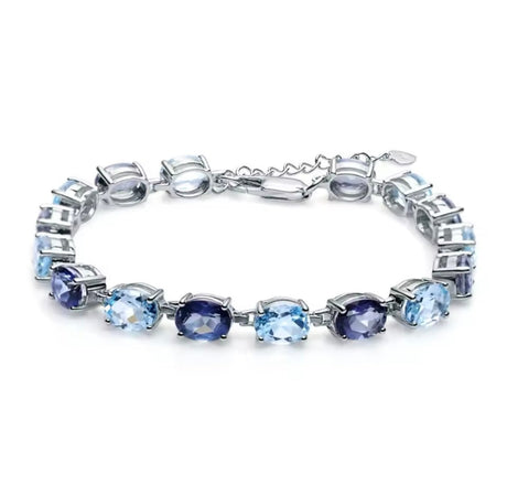 Silver Sky Blue Topaz 12.64 ct + Mystic Quartz 10.32 ct Bracelet