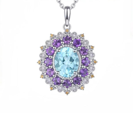 Silver Sky Blue Topaz / Amethyst 4.50 ct Pendant