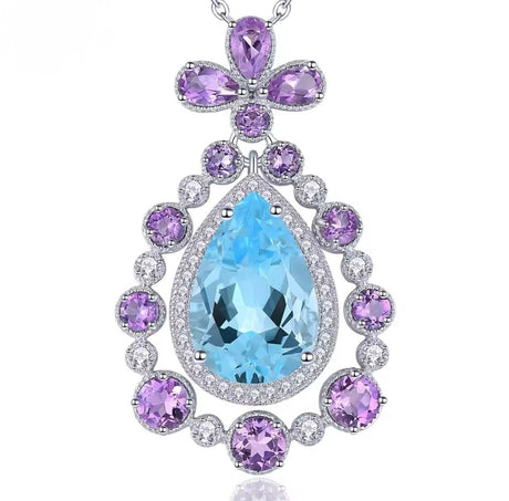 Silver Sky Blue Topaz / Amethyst 9.00 ct Pendant