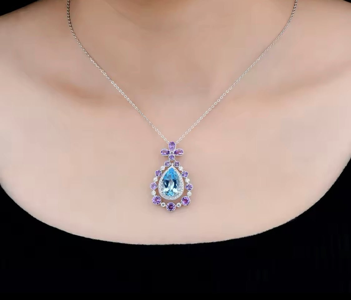 Silver Sky Blue Topaz / Amethyst 9.00 ct Pendant