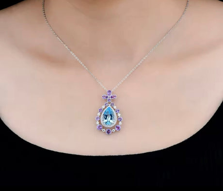 Silver Sky Blue Topaz / Amethyst 9.00 ct Pendant