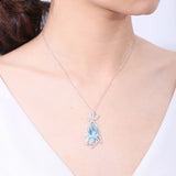 Silver Sky Blue Topaz Pendant with chain