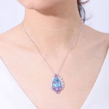 Silver Sky Blue Topaz Pendant with chain