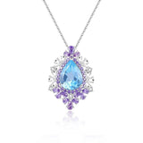 Silver Sky Blue Topaz Pendant with chain