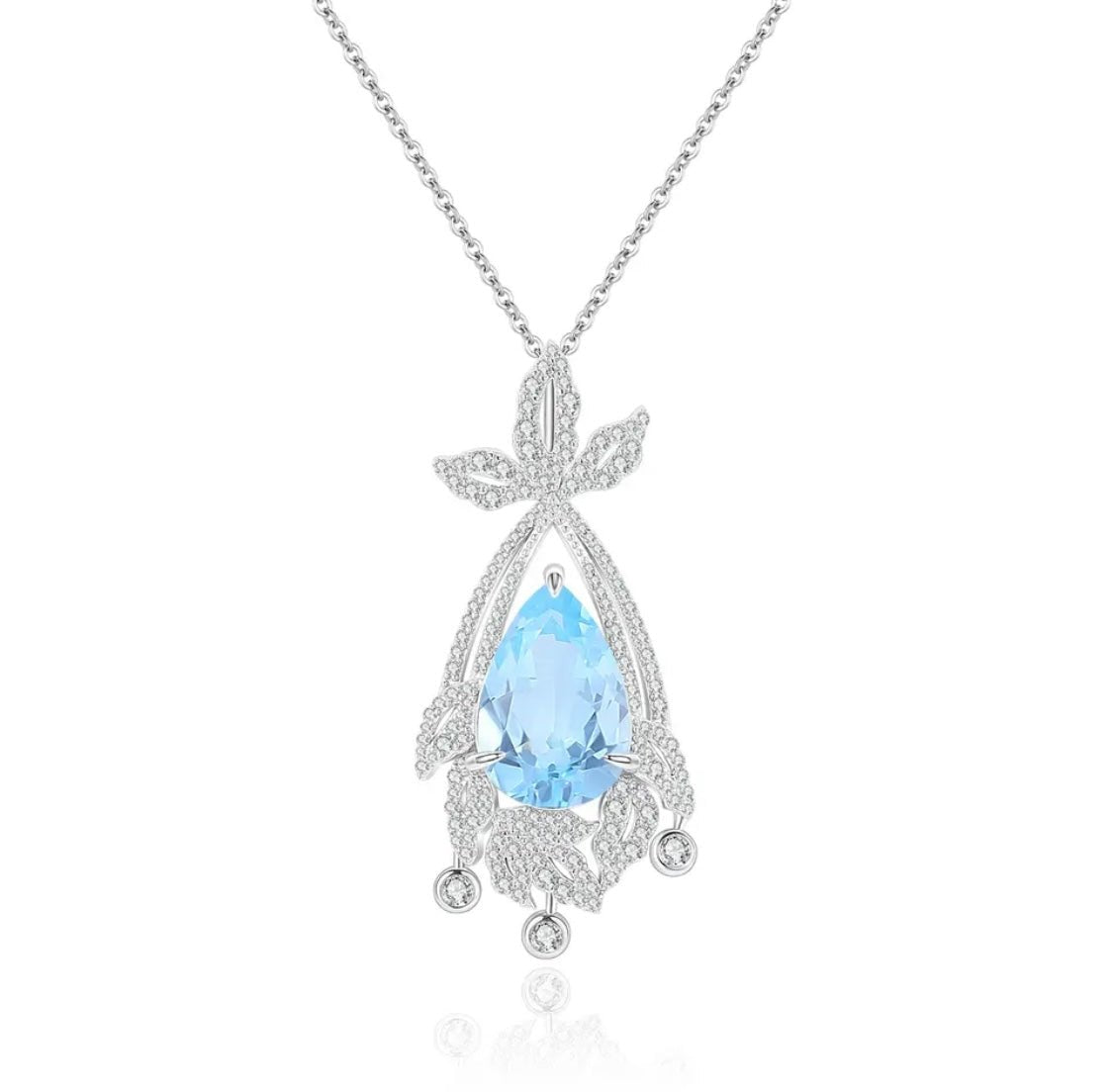 Silver Sky Blue Topaz Pendant with chain