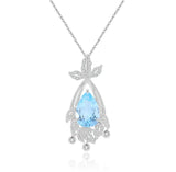 Silver Sky Blue Topaz Pendant with chain