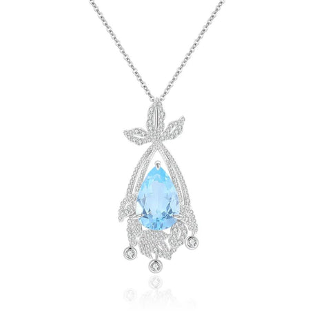 Silver Sky Blue Topaz Pendant with chain