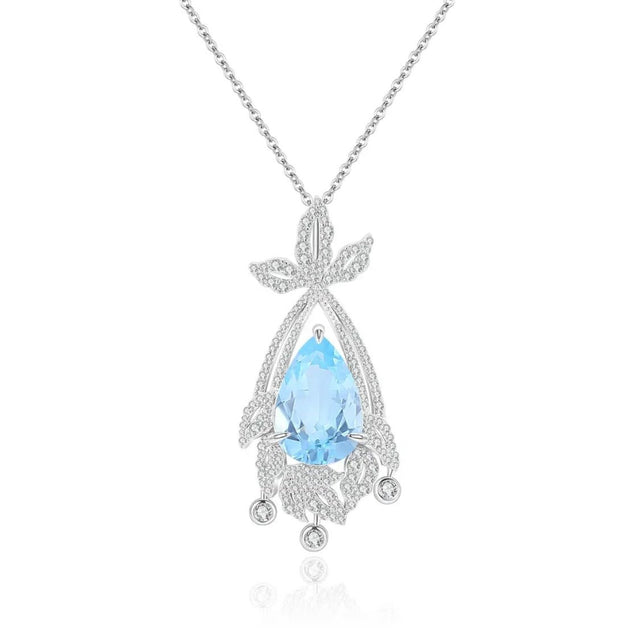 Silver Sky Blue Topaz Pendant with chain