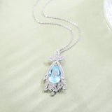 Silver Sky Blue Topaz Pendant with chain