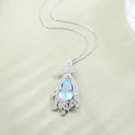 Silver Sky Blue Topaz Pendant with chain