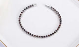 Silver Tennis Bracelet with Natural Garnet – Round Cut